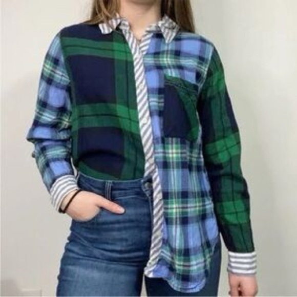 Aerie - Lined Mixed Casual Comfy Long Sleeve Plaid Button Down Shirt in Size M - Picture 1 of 9
